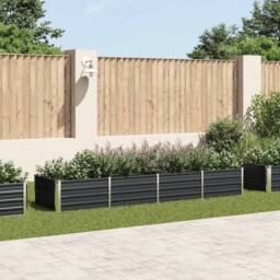 Berkfield Home Garden Raised Bed Anthracite 320x80x45 cm Galvanised Steel in Charcoal - Size: 320 x 80 x 45 cm - thumbnail 2