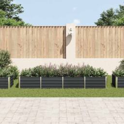Berkfield Home Garden Raised Bed Anthracite 320x80x45 cm Galvanised Steel in Charcoal - Size: 320 x 80 x 45 cm - thumbnail 1