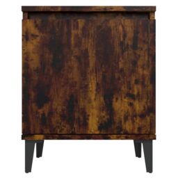 Berkfield Home Bed Cabinet with Metal Legs Smoked Oak 40x30x50 cm in Brown - Size: 40 x 30 x 50 cm - thumbnail 6
