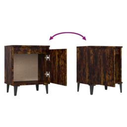 Berkfield Home Bed Cabinet with Metal Legs Smoked Oak 40x30x50 cm in Brown - Size: 40 x 30 x 50 cm - thumbnail 5