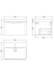 Balterley Arch Wall Hung 1-Drawer Bathroom Vanity, Ceramic Basin, Black, 600mm in Grey - thumbnail 5