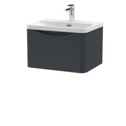 Balterley Arch Wall Hung 1-Drawer Bathroom Vanity, Ceramic Basin, Black, 600mm in Grey - thumbnail 1