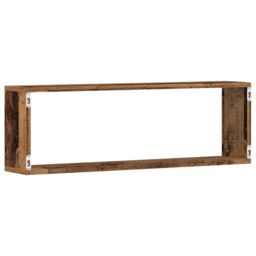 Berkfield Home Wall Shelves 2 pcs Old Wood 80x15x26 cm Engineered Wood in Brown - Size: 80 x 15 x 26 cm - thumbnail 7