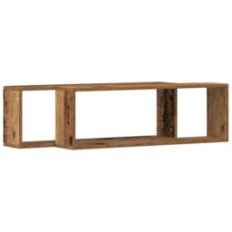 Berkfield Home Wall Shelves 2 pcs Old Wood 80x15x26 cm Engineered Wood in Brown - Size: 80 x 15 x 26 cm - thumbnail 2