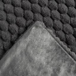 OHS Waffle Throw Over Bed Blanket Faux Fur Soft Warm Fleece - 125 x 150cm in Charcoal - Size: 125 x 150 cm - thumbnail 5