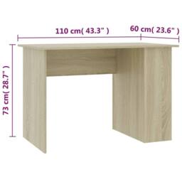Berkfield Home Desk Sonoma Oak 110x60x73 cm Engineered Wood in Brown - Size: 110 x 60 x 73 cm - thumbnail 6