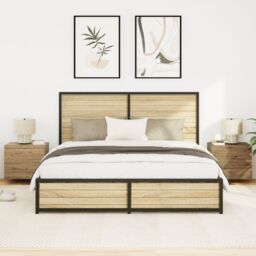 Berkfield Home Bedside Cabinets with LED Lights Wall-Mounted 2 pcs Artisan Oak in Brown - thumbnail 5