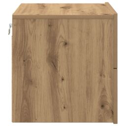 Berkfield Home Bedside Cabinets with LED Lights Wall-Mounted 2 pcs Artisan Oak in Brown - thumbnail 9