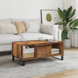 Berkfield Home Coffee Table Old Wood 90x50x36.5 cm Engineered Wood in Brown - thumbnail 1