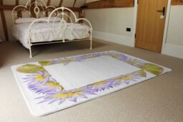 Benjamin Tate Design Gold & Purple Flowers Rug in Natural - Size: Large - thumbnail 3