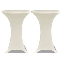 Berkfield Home Standing Table Cover √ò70cm Cream Stretch 2 pcs - thumbnail 3
