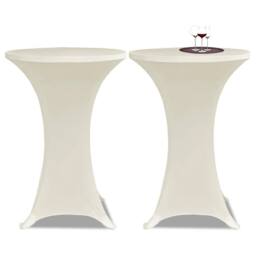 Berkfield Home Standing Table Cover √ò70cm Cream Stretch 2 pcs - thumbnail 2