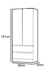 FWStyle Stora 2 Door 2 Drawer Wardrobe Black (H) 180.5 (W) 80 (D) 50cm - thumbnail 5