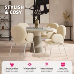 tectake Dining Chair Per Piece - Cream - Size: 1 Pack - thumbnail 3