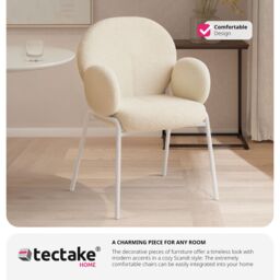tectake Dining Chair Per Piece - Cream - Size: 1 Pack - thumbnail 5