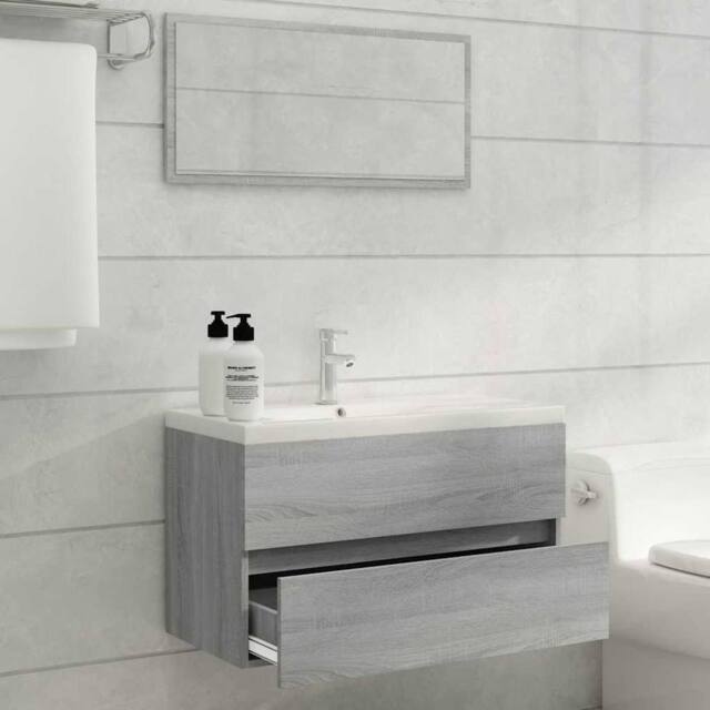 Berkfield Home Practical 2 Piece Bathroom Furniture Set Grey Sonoma Engineered Wood - image 1
