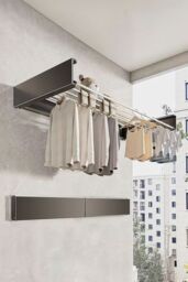 H&O Direct Space-Saving Wall Mounted Towel Drying Rack in Black - thumbnail 2