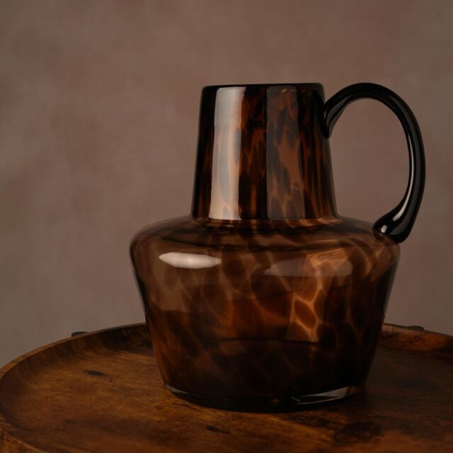Hestia Glass Jug Style Vase With Handle - Mocha - image 1
