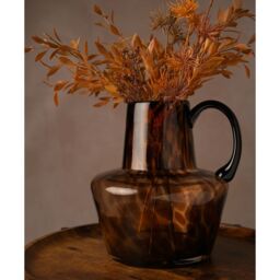 Hestia Glass Jug Style Vase With Handle - Mocha - thumbnail 2