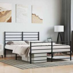 Berkfield Home Metal Bed Frame with Headboard & Footboard Black 140x200 cm - thumbnail 2