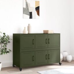 Berkfield Home Sideboard Olive Green 100.5x39x72 cm Steel - thumbnail 3
