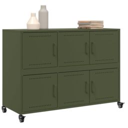 Berkfield Home Sideboard Olive Green 100.5x39x72 cm Steel - thumbnail 4