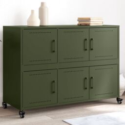 Berkfield Home Sideboard Olive Green 100.5x39x72 cm Steel - thumbnail 1