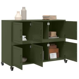 Berkfield Home Sideboard Olive Green 100.5x39x72 cm Steel - thumbnail 5