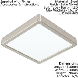 Loops 2 PACK Ceiling Light Satin Nickel 210mm Square Surface Mounted 16.5W LED 4000K in Metallics - thumbnail 2