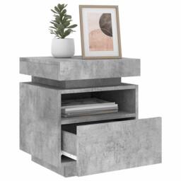 Berkfield Home Bedside Cabinet with LED Lights Concrete Grey 40x39x48.5 cm - thumbnail 4