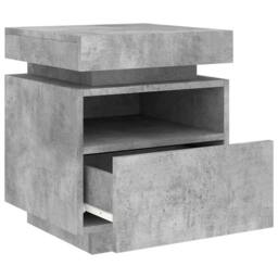Berkfield Home Bedside Cabinet with LED Lights Concrete Grey 40x39x48.5 cm - thumbnail 6
