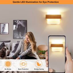 Pheashine Square Wooden LED Wall Light, 12W 3-Color, Scandinavian Style, E27 in Brown - thumbnail 7