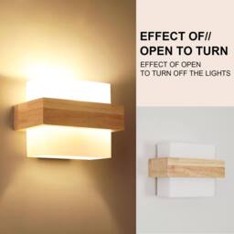Pheashine Square Wooden LED Wall Light, 12W 3-Color, Scandinavian Style, E27 in Brown - thumbnail 4