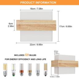 Pheashine Square Wooden LED Wall Light, 12W 3-Color, Scandinavian Style, E27 in Brown - thumbnail 2