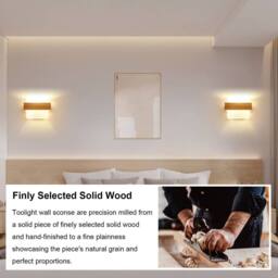 Pheashine Square Wooden LED Wall Light, 12W 3-Color, Scandinavian Style, E27 in Brown - thumbnail 8