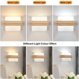 Pheashine Square Wooden LED Wall Light, 12W 3-Color, Scandinavian Style, E27 in Brown - thumbnail 3