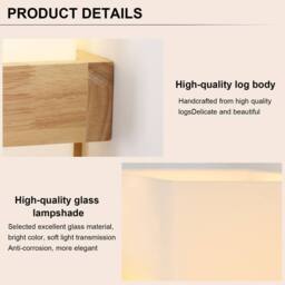 Pheashine Square Wooden LED Wall Light, 12W 3-Color, Scandinavian Style, E27 in Brown - thumbnail 6