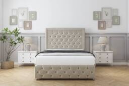 "Sloomy Vienna Plush Divan Base 2 Drawers - 26"" Headboard & 12"" Footboard in Cream - Size: Small Double" - thumbnail 2
