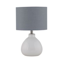 First Choice Lighting Set of 2 Tuscan - White Ceramic Lamps with Grey Shade - thumbnail 2