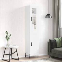 Berkfield Home Highboard White 34.5x34x180 cm Engineered Wood - thumbnail 2