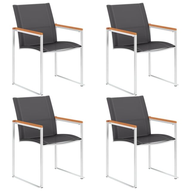 Berkfield Home Garden Chairs 4 pcs Textilene & Stainless Steel Grey - image 1