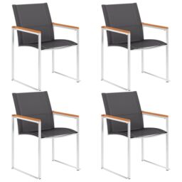 Berkfield Home Garden Chairs 4 pcs Textilene & Stainless Steel Grey - thumbnail 1