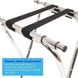 NESTLUNE Chrome 1x Metal Folding Serving Tray Stand in Silver - Size: 100 cm x 15 cm - thumbnail 5