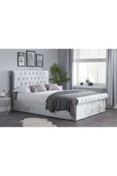 Birlea Grey Fabric Ottoman Bed Frame Storage Sienna Crushed Velvet in Metallic Silver - Size: Small Double - thumbnail 1