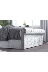 Birlea Grey Fabric Ottoman Bed Frame Storage Sienna Crushed Velvet in Metallic Silver - Size: Small Double - thumbnail 4