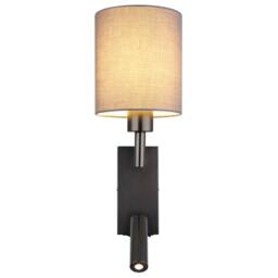 Netlighting Zamora Reading Wall Light Matt Gunmetal Textile Grey Shade E27 - thumbnail 4