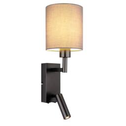 Netlighting Zamora Reading Wall Light Matt Gunmetal Textile Grey Shade E27