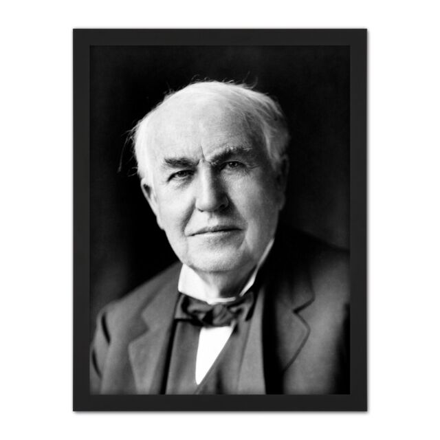 "Artery8 Wall Art Print Portrait Inventor Thomas Alva Edison Old Photo Large Framed Wall Décor Art in Brown - Size: W18"" x H24""" - image 1