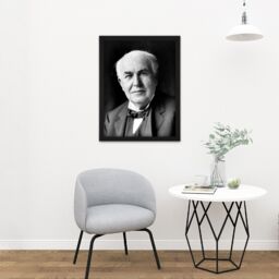 "Artery8 Wall Art Print Portrait Inventor Thomas Alva Edison Old Photo Large Framed Wall Décor Art in Brown - Size: W18"" x H24""" - thumbnail 2