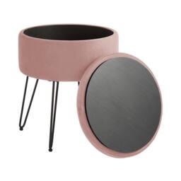GFW Avery Velvet Storage Stool in Pink - thumbnail 3
